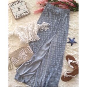Honey Punch Periwinkle Polka Dot High Slit Maxi
